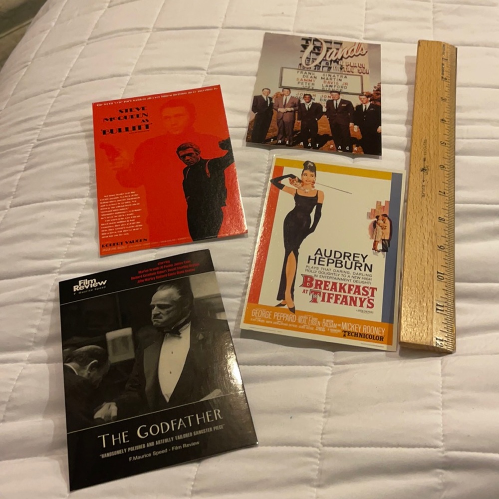 4 post cards. Vintage movies.